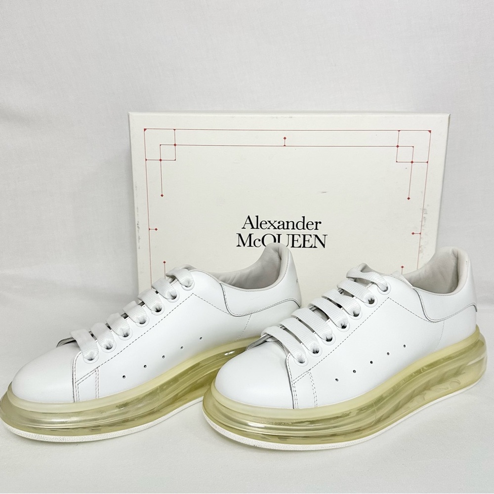 Alexander McQueen Oversized Transparent Sole‎ Sneakers White Leather Women’s 9.5